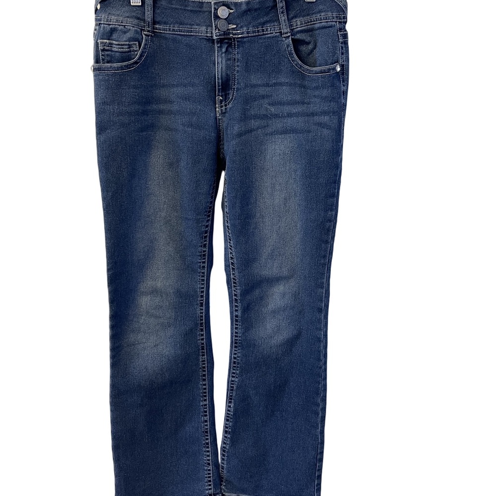 Blu [Edit] Classic Women's Dark Blue Bootcut Jeans with Rhinestone Pockets Sz 9
